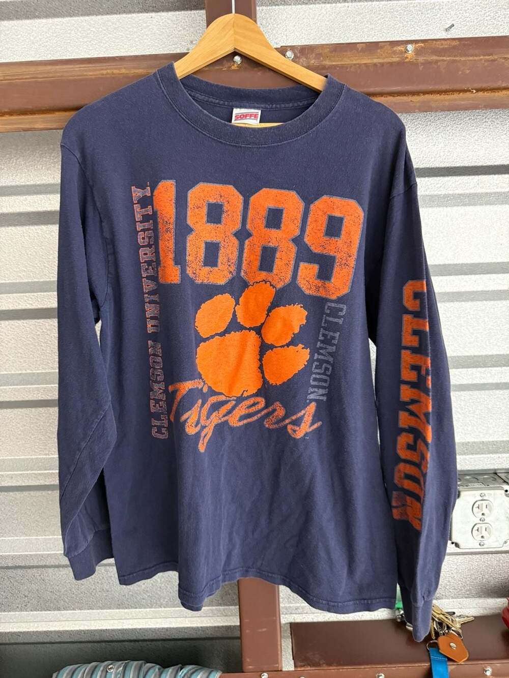 Men's Soffe Clemson University Purple Long Sleeve T-Shirt 1889 Size L